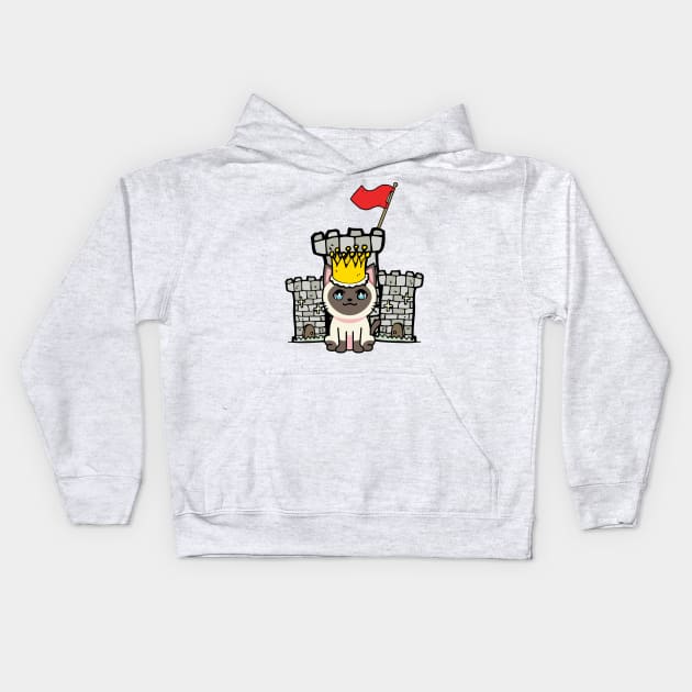 Cute siamese cat is king of the castle Kids Hoodie by Pet Station